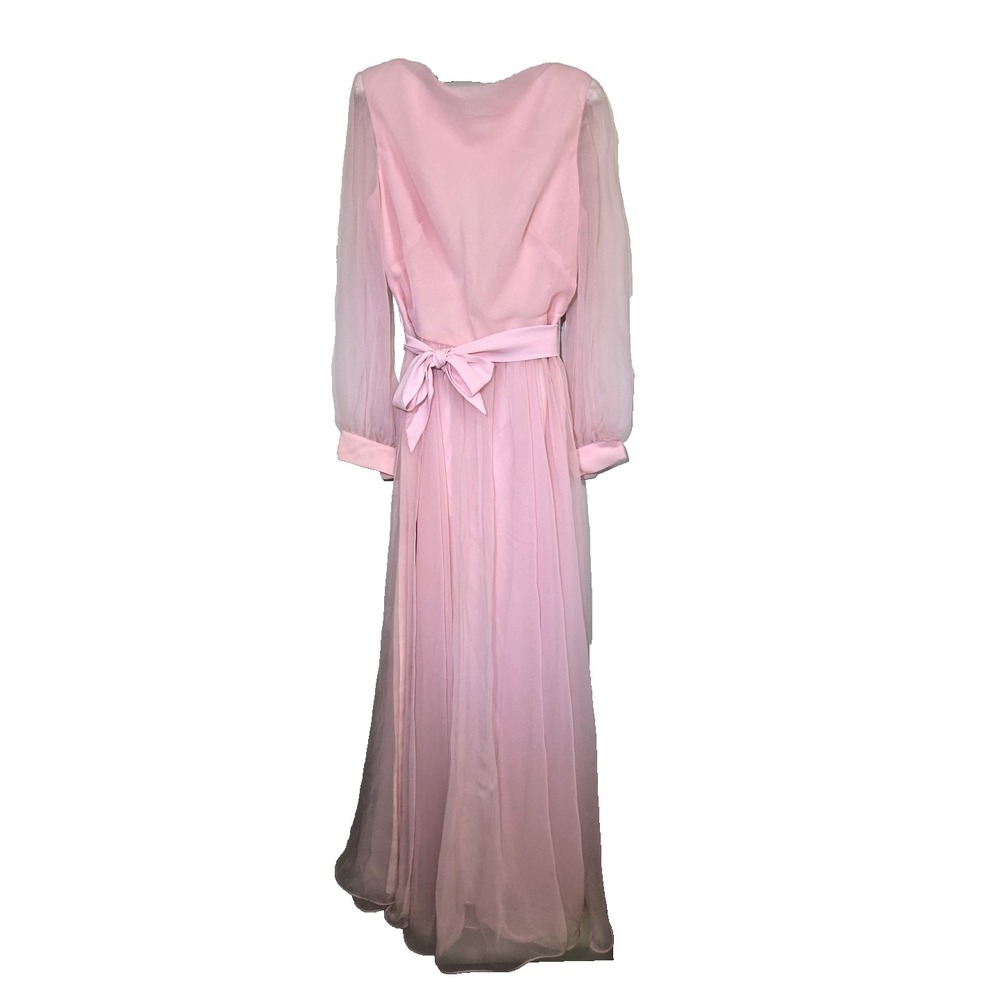 Miss Elliette California 1960s Pink Chiffon Gown Long Dress Vintage Size 16